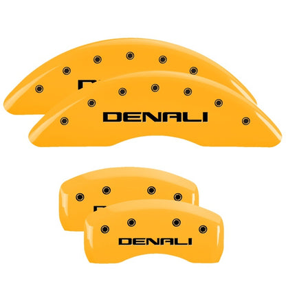 MGP 4 Caliper Covers Engraved Front & Rear Denali Yellow finish black ch MGP