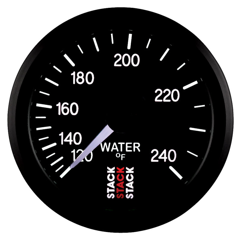 Autometer Stack 52mm 120-240 Deg F 1/2in Npt (M) Mechanical Water Temp Gauge - Black ST3108