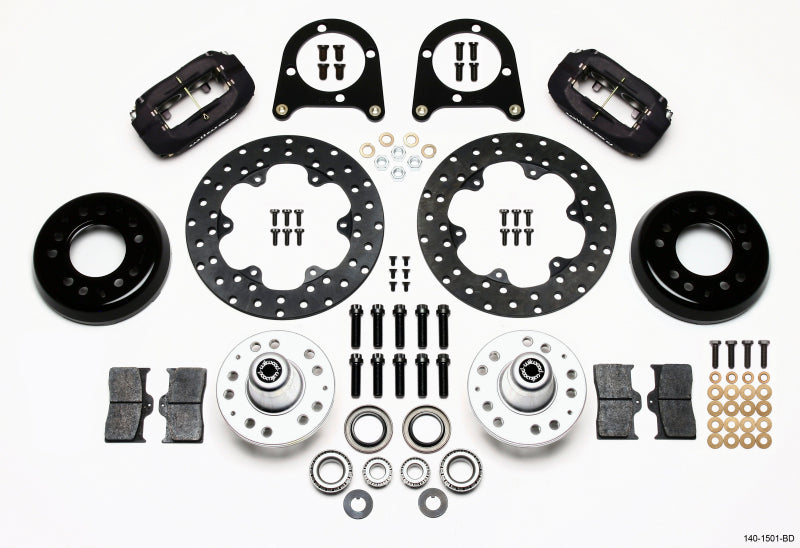 Wilwood Forged Dynalite Front Drag Kit Drilled Rotor 37-48 Ford Psgr. Car Spindle Wilwood