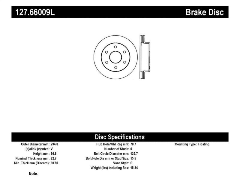 StopTech 92-00 GMC Suburban 1500 4WD (6 lug) Front Left Slotted & Drilled Rotor Stoptech