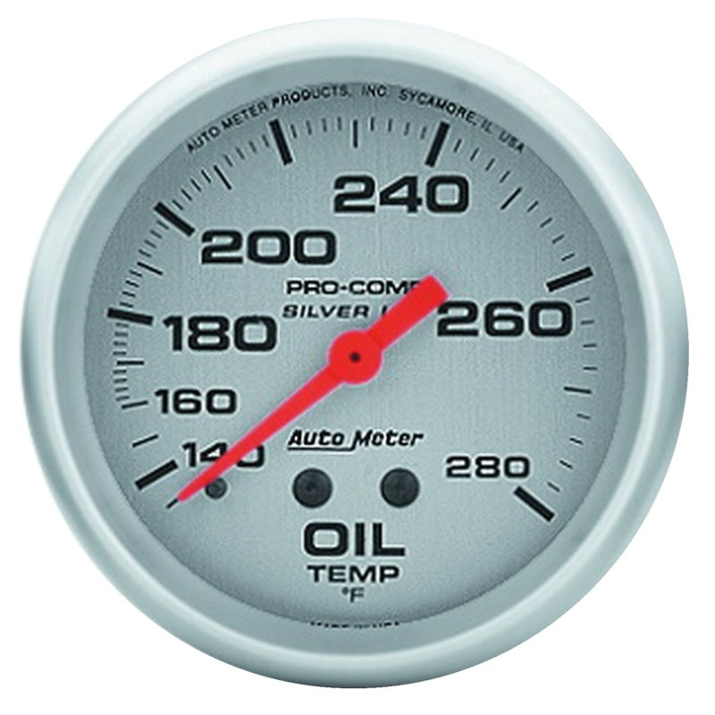 AutoMeter Gauge Oil Temp 2-5/8in. 140-280 Deg. F 8ft. Liquid Filled Mech Ultra-Lite 4641