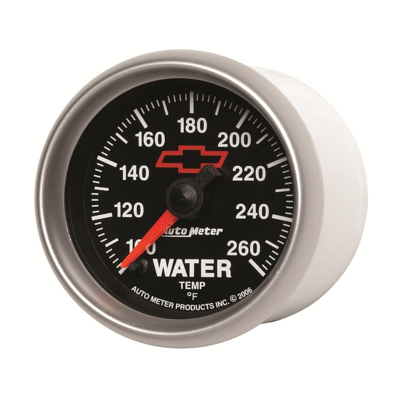 AutoMeter Gauge Water Temp 2-1/16in. 100-260 Deg. F Digital Stepper Motor Chevy Red Bowtie Black 3655-00406