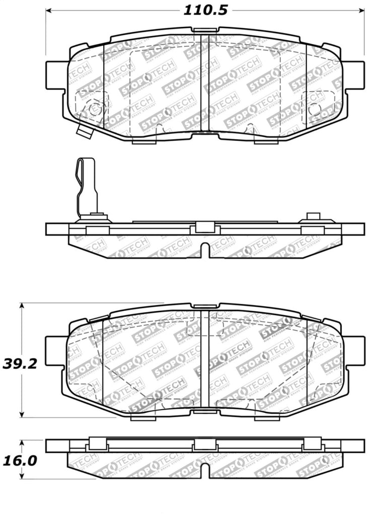 StopTech Performance 06-10 Subaru Legacy Sedan/Outback/13 BRZ / 13 Scion FR-S Rear Brake Pads - eliteracefab.com