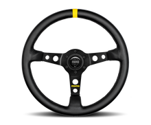 Load image into Gallery viewer, Momo MOD07 Steering Wheel 350 mm - Black Leather/Black Spokes/1 Stripe - eliteracefab.com