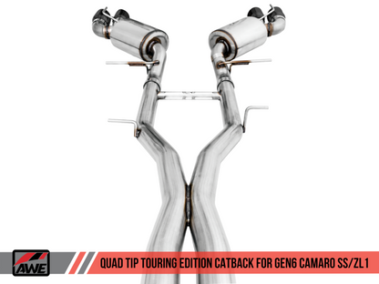 AWE Tuning 16-19 Chevy Camaro SS Res Cat-Back Exhaust -Touring Edition (Quad Diamond Black Tips) - eliteracefab.com