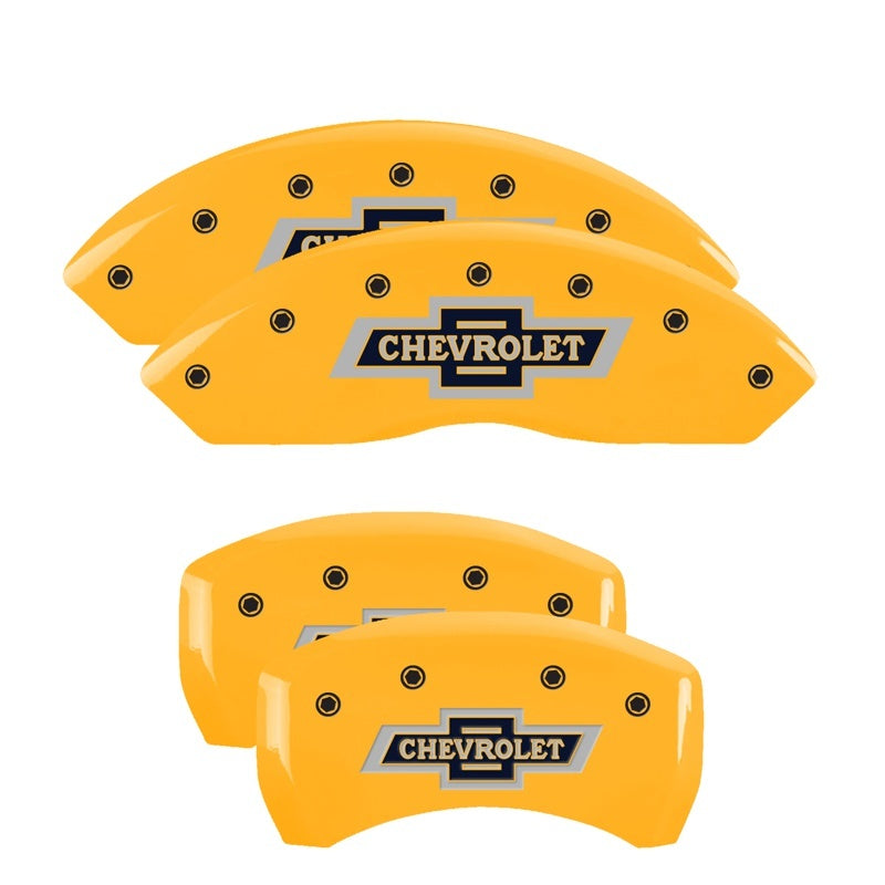 MGP 4 Caliper Covers Engraved F & R 100 Anniversary Yellow Finish Black Char 2019 Chevrolet Colorado MGP