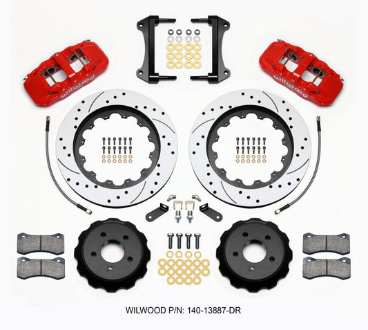 Wilwood AERO6 Front Hat Kit 15.00 Drilled Red 2015-Up Mustang w/Lines Wilwood