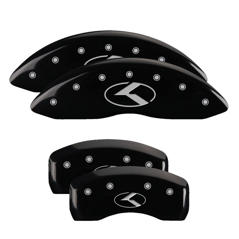 MGP 4 Caliper Covers Engraved Front & Rear Circle K/Kia Black Finish Silver Char 2019 Kia Optima MGP