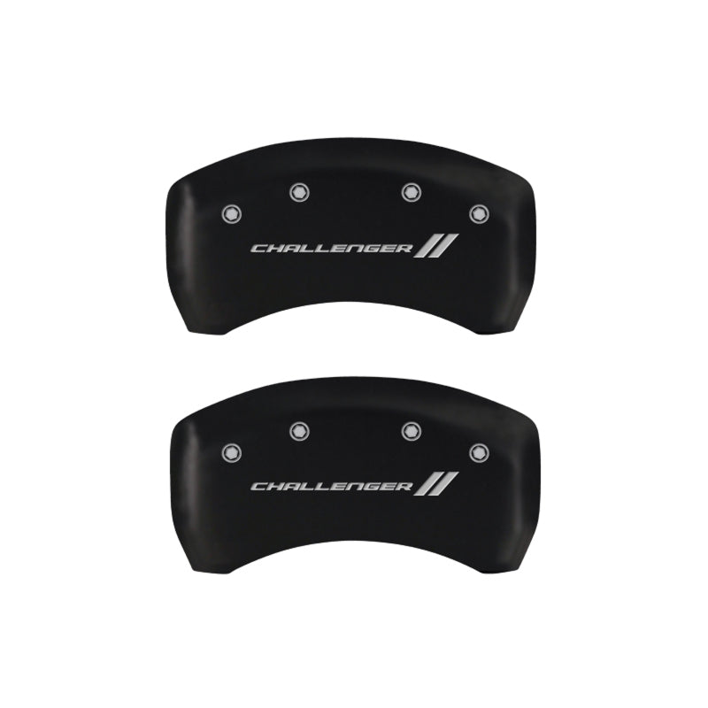 MGP 4 Caliper Covers Engraved Front & Rear With stripes/Challenger Red finish silver ch MGP