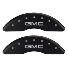 Load image into Gallery viewer, MGP 4 Caliper Covers Engraved Front &amp; Rear GMC Red finish silver ch - eliteracefab.com