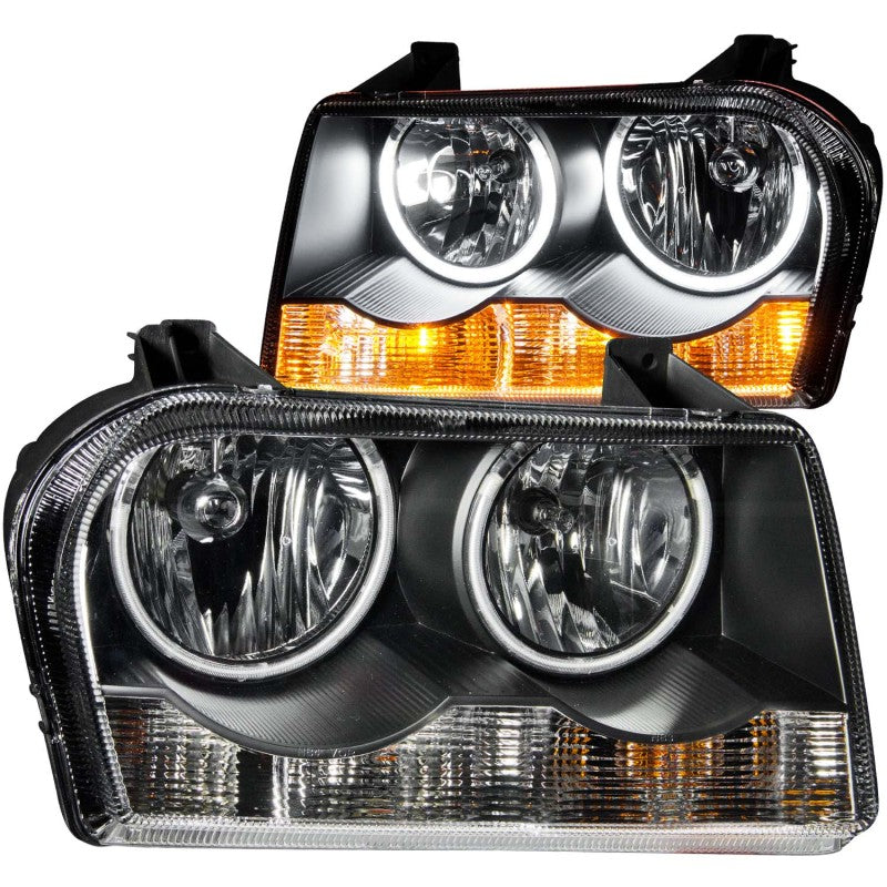 ANZO USA Chrysler 300 Crystal Headlights W/ Halo Black Ccfl; 2005-2010 - eliteracefab.com