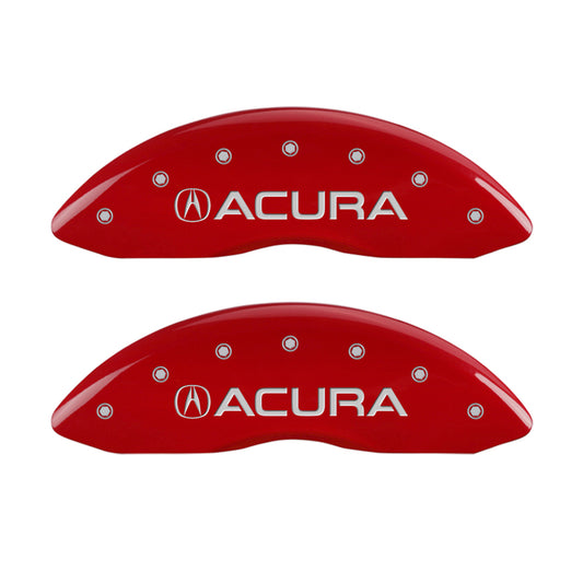 MGP 4 Caliper Covers Engraved Front Acura Engraved Rear MDX Red finish silver ch - eliteracefab.com