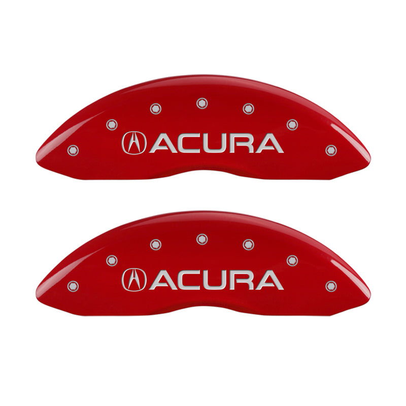 MGP 4 Caliper Covers Engraved Front & Rear Acura Red finish silver ch MGP