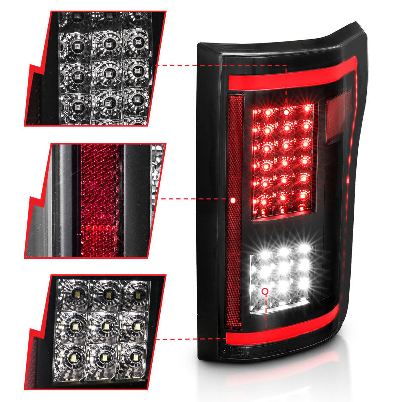 ANZO 15-17 Ford F-150 LED Taillights - Smoke - eliteracefab.com