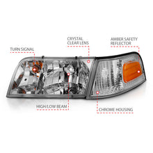 Load image into Gallery viewer, ANZO 1998-2005 Ford Crown Victoria Crystal Headlight Chrome With Bumper Light (OE) - eliteracefab.com