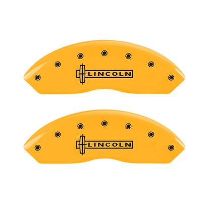 MGP 4 Caliper Covers Engraved Front Lincoln Engraved Rear MKX Yellow finish black ch MGP