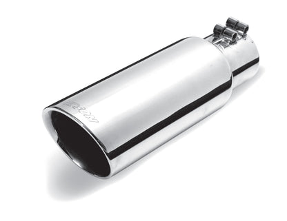 Gibson Round Dual Wall Angle-Cut Tip - 4in OD/2.5in Inlet/8in Length - Stainless Gibson