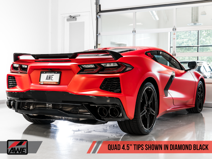 AWE Tuning 2020 Chevrolet Corvette (C8) Touring Edition Exhaust - Quad Diamond Black Tips - eliteracefab.com