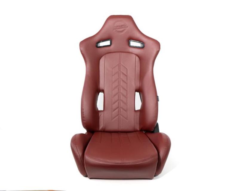 NRG Reclinable Sport Seats (Pair) The Arrow Maroon Vinyl w/ Pressed NRG logo w/ Maroon Stitch - RSC-810MAR L/R