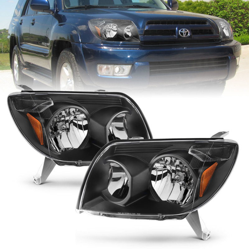 ANZO 2003-2005 Toyota 4Runner Crystal Headlights Black - eliteracefab.com