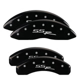 MGP 4 Caliper Covers Engraved Front & Rear MGP Black finish silver ch