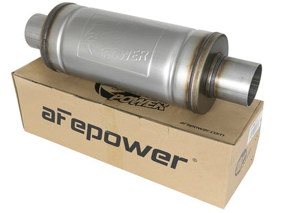 aFe MACH Force-Xp 409 SS Muffler 3in Center/Center 14in L x 6in Dia - Round Body aFe