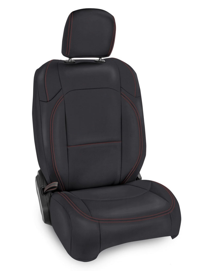 PRP 2018+ Jeep Wrangler JL/2 door/Rubicon  Front Seat Covers (Pair) - Black with Red Stitching B038-01