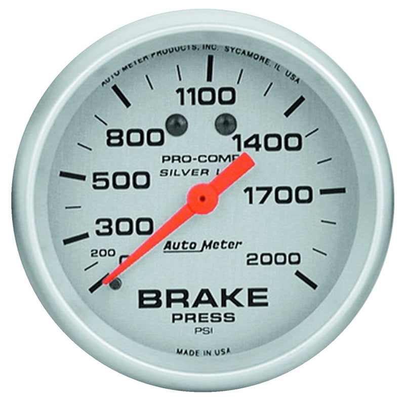 AutoMeter Gauge Brake Press 2-5/8in. 2000PSI Liquid Filled Mech Ultra-Lite 4626