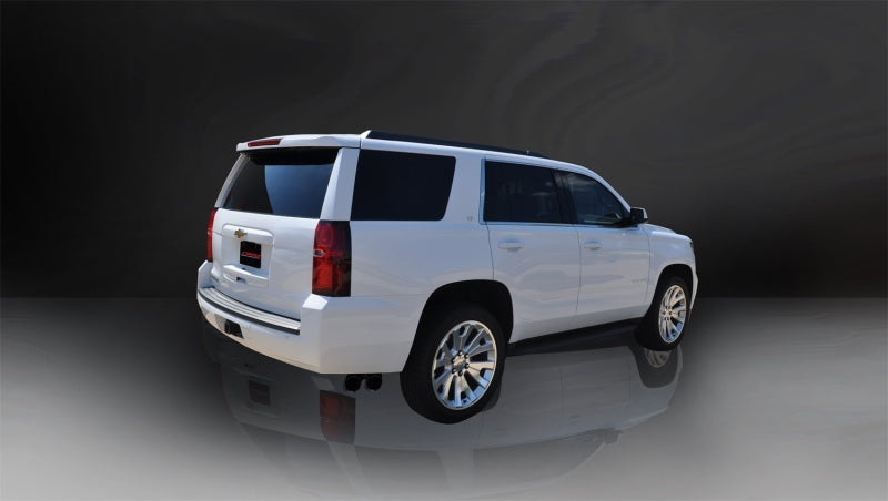 Corsa Cat Back Exhaust, Sport, 3in, Single Side Twin Black 4in Tips, 2015 Chevy Tahoe/GMC Yukon - eliteracefab.com