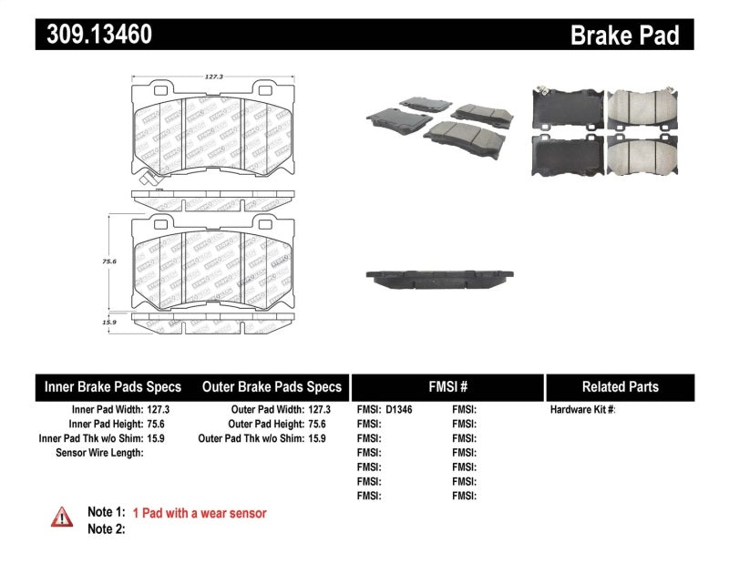 STOPTECH PERFORMANCE 09-13 INFINITI FX35/FX37/FX45/FX50/08-13 G37 / 09-12 370Z FRONT BRAKE PADS, 309.13460 - eliteracefab.com