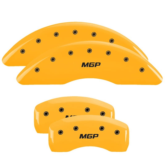 MGP 4 Caliper Covers Engraved Front & Rear I-Vtec Yellow Finish Black Char 2017 Acura RDX MGP