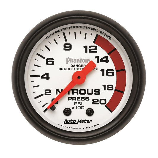 Autometer Phantom 52mm 0-2000 PSI Mechanical Nitrous Pressure Gauge 5728