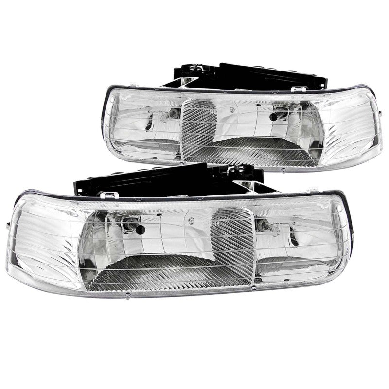 ANZO USA Chevrolet Silverado Crystal Headlights Chrome; 1999-2002 - eliteracefab.com