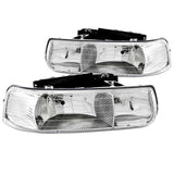 ANZO USA Chevrolet Silverado Crystal Headlights Chrome; 1999-2002