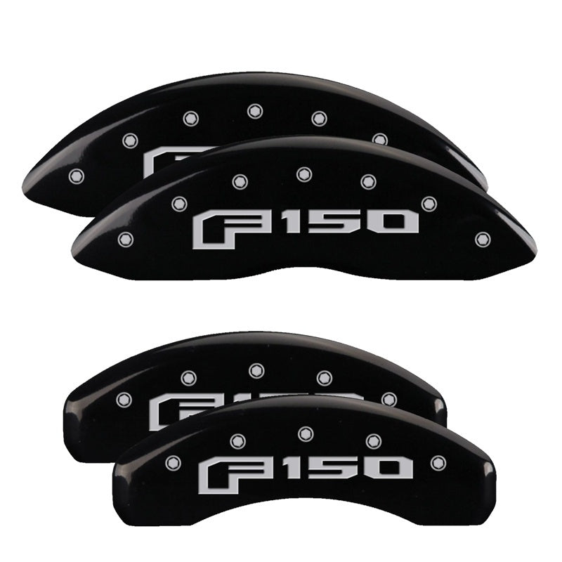 MGP 4 Caliper Covers Engraved Front & Rear Oval Logo/Ford Black Finish Silver Char 2013 Ford F-150 MGP