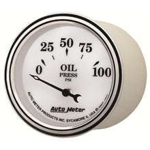 Load image into Gallery viewer, AutoMeter Gauge Oil Press 2-1/16in. 100PSI Elec Old Tyme White II