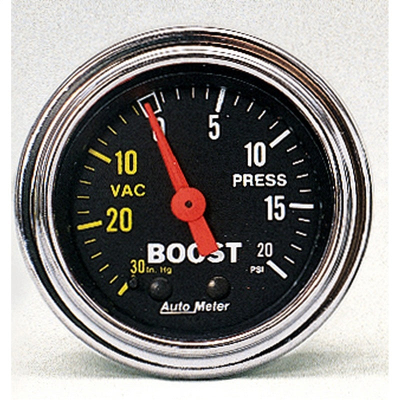 AutoMeter Gauge Vac/Boost 2-1/16in. 30Inhg-20PSI Mechanical Traditional Chrome 2401