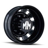 Mayhem 8180 BigRig 24.5x8.25/10x285.75 BP/168mm Offset/220.1mm Hub Rear Black w/ Milled Spokes Wheel