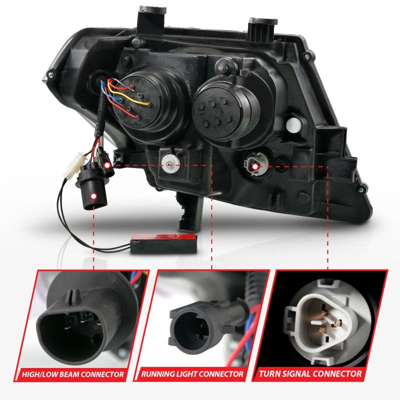 ANZO 09-20 Nissan Frontier Black Projector Plank Style DRL w/ Switchback & Sequential LED DRL ANZO