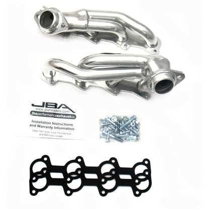 JBA 94-97 Ford Thunderbird 4.6L 2V 1-1/2in Primary Silver Ctd Cat4Ward Header JBA