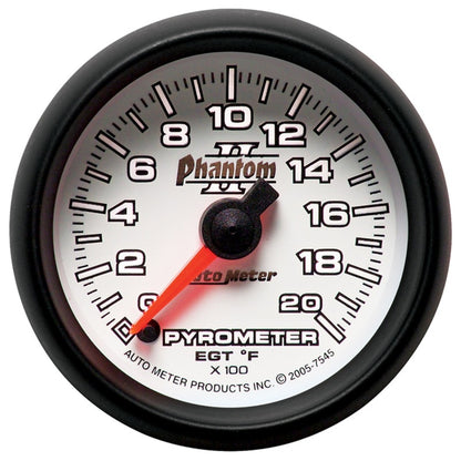 Autometer Phantom II 52.4mm Full Sweep Electronic 0-2000 Def F EGT/Pyrometer Gauge 7545