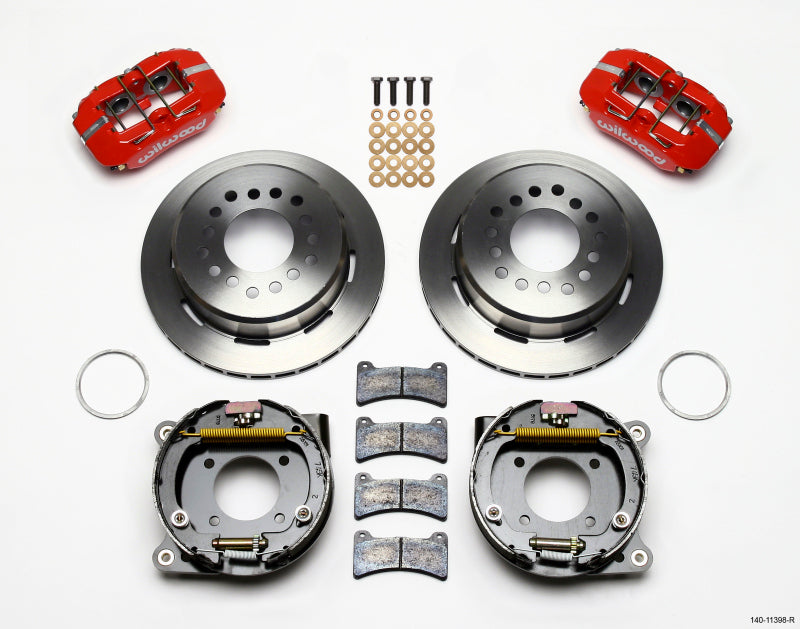 Wilwood Dynapro Low-Profile 11.00in P-Brake Kit - Red Chevy 12 Bolt 2.75in Off w/ C-Clips Wilwood