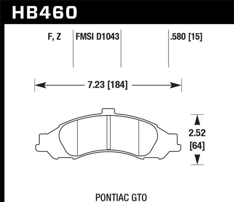 Hawk Performance Ceramic Brake Pads - HB460Z.580