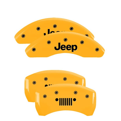 MGP 4 Caliper Covers Engraved Front & Rear MGP Yellow Finish Black Char 2004 Jeep Grand Cherokee MGP