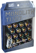 Load image into Gallery viewer, Project Kics 14 x 1.5 Neochrome T1/07 Monolith Lug Nuts - 20 Pcs - eliteracefab.com