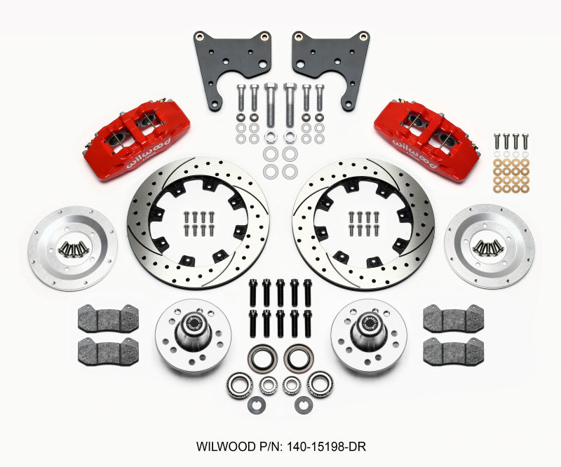 Wilwood Dynapro 6 Front Hub Kit 12.19in Drill Red 65-72 CDP C Body -Drum Wilwood