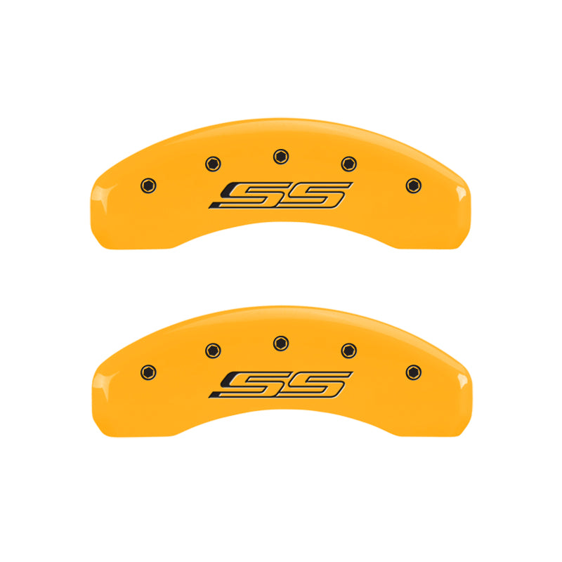 MGP 4 Caliper Covers Engraved Front & Rear Gen 5/SS Yellow finish black ch MGP