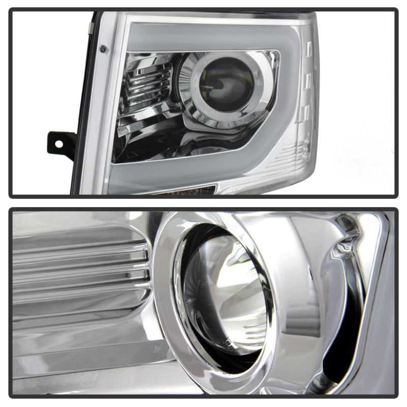 Spyder Ford F150 09-14 Projector Headlights Halogen Model- Light Bar DRL Chrm PRO-YD-FF15009-LBDRL-C - eliteracefab.com