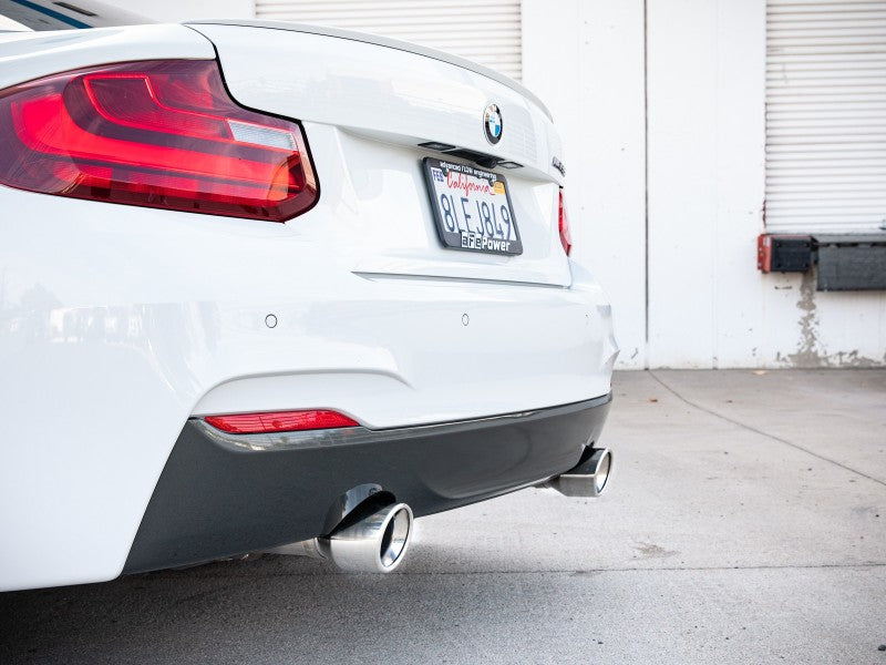 aFe MACHForce XP 3in to 2.5in 304 SS Axle-Back Exhaust w/ Polished Tips 14-16 BMW M235i - eliteracefab.com