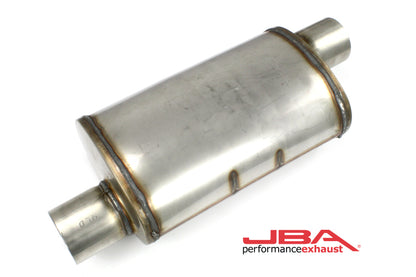 JBA Universal Chambered Style 304SS Muffler 14x8x5 3in Inlet Diameter Offset/Offset JBA